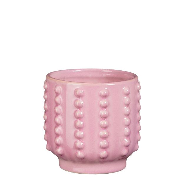 Image de Boaz pot ronde rose - h16,5xd17,5cm - Mica