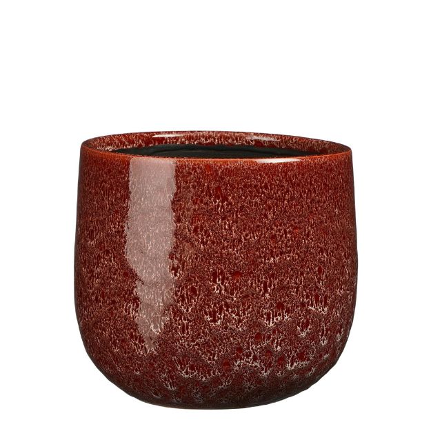 Image de Paola pot ronde rouge - h19xd21cm - Mica